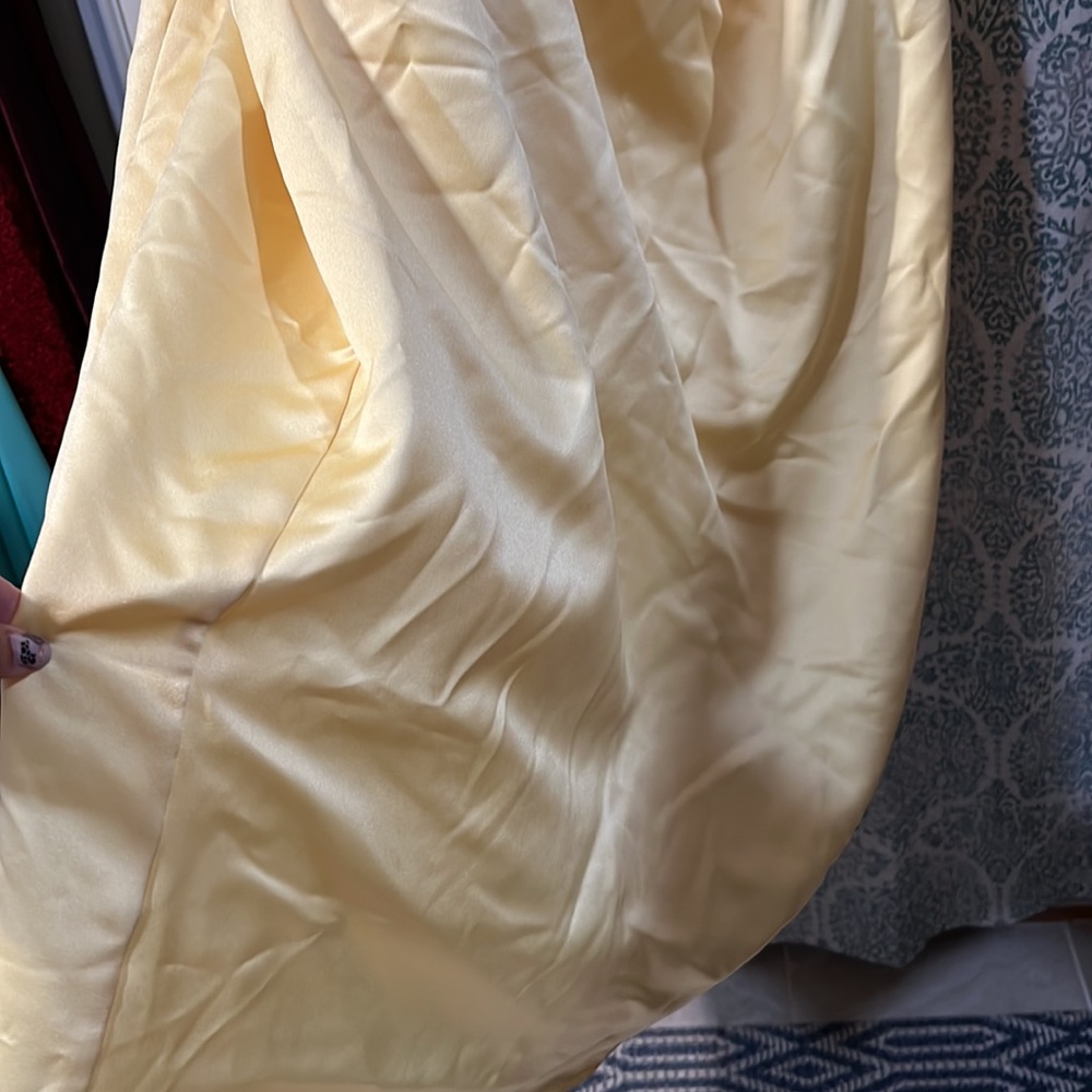 Davids Bridal Golden Yellow Gown Prom Homecoming Dress - Picture 7 of 13